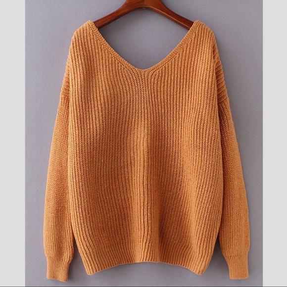 New! Back Twist Knot Oversized Sweater Brown - Picture 3 of 8